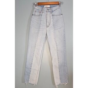 Abercrombie & Fitch The Ankle Straight Ultra High Rise Frayed Hem Jeans 25/0R